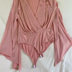 Elegant Pink Long Sleeve Bodysuit